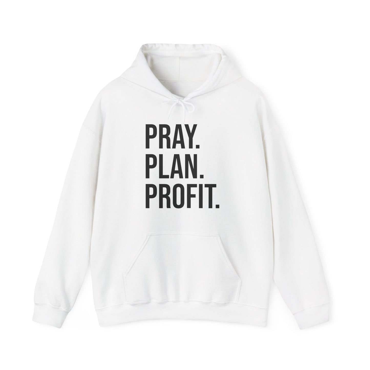 Motivational Hooded Sweatshirt, Cozy Unisex Hoodie with 'Pray. Plan. Profit.' Design, Gift for Entrepreneurs, Inspirational Clothing, [...]