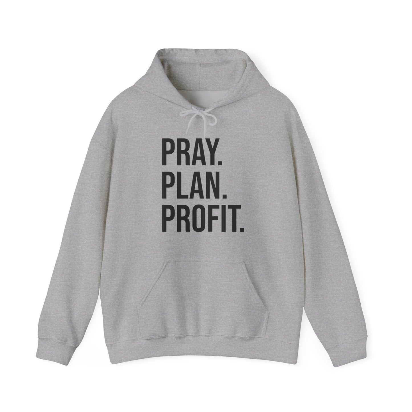 Motivational Hooded Sweatshirt, Cozy Unisex Hoodie with 'Pray. Plan. Profit.' Design, Gift for Entrepreneurs, Inspirational Clothing, [...]